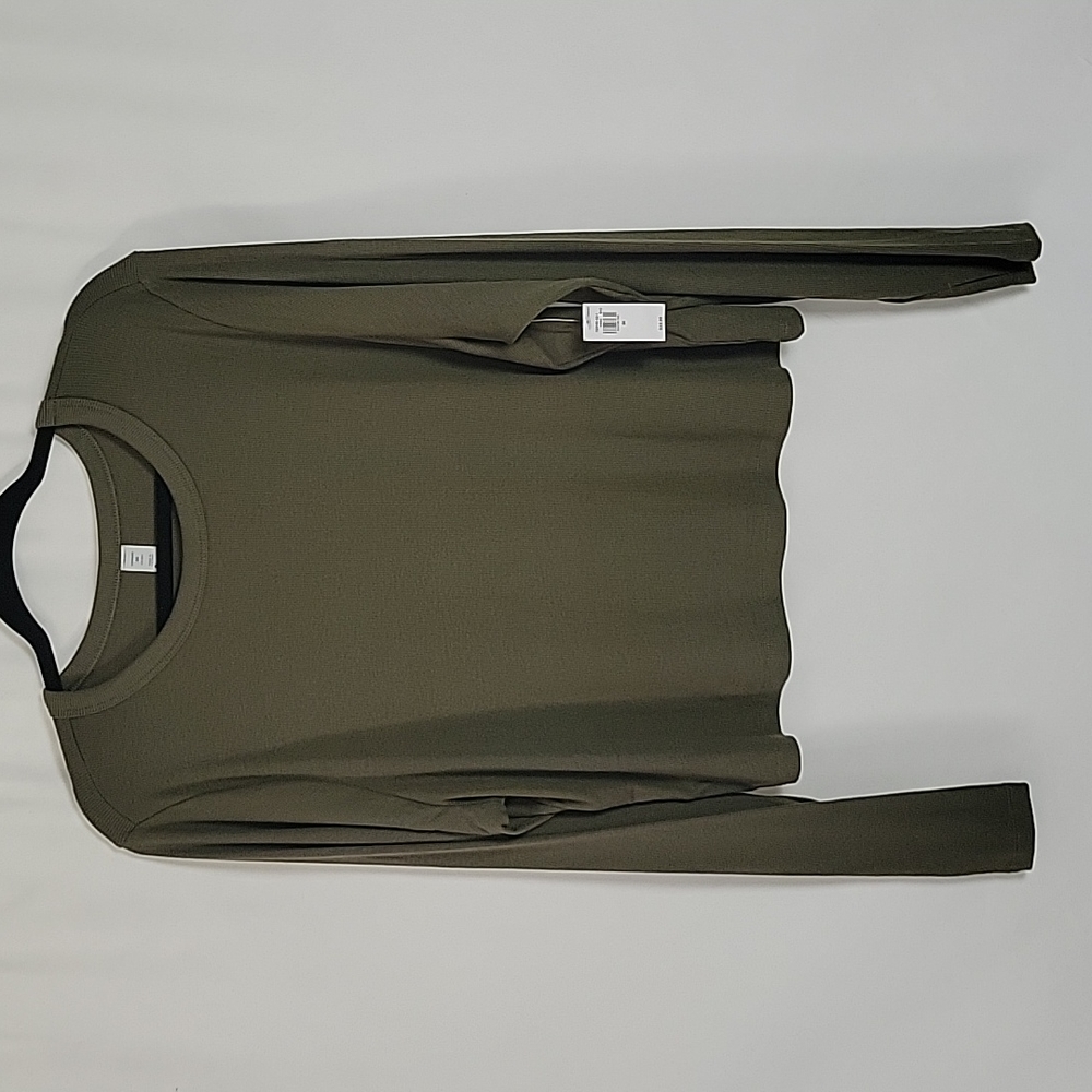 Old Navy, Ribbed, Long Sleeve, Crew Neck, Crop Top for Women Green 2XL